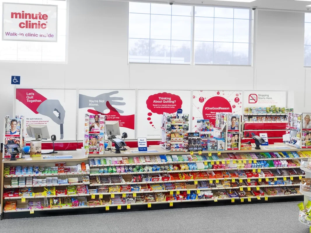 a frontview of counters at CVS