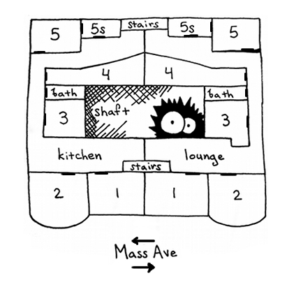 an illustration of the layout of most floors