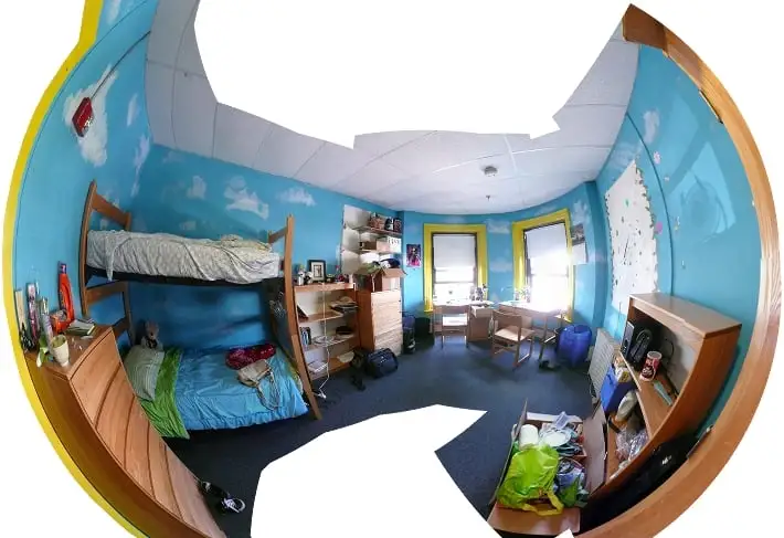 a spherical photo of a 2-room