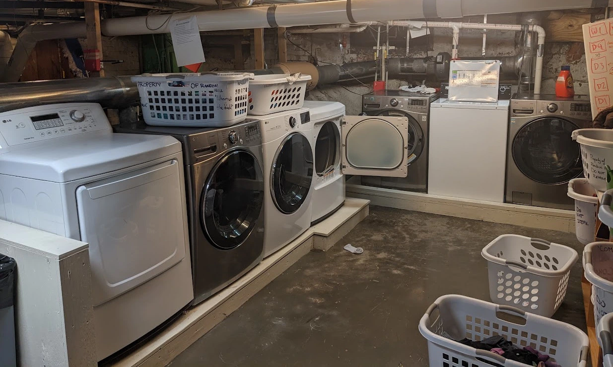 the laundry room in random hall basement